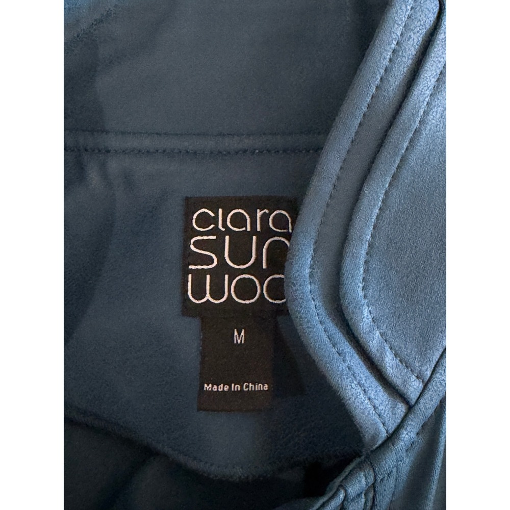 Clara Sun Woo Womens Asymmetric Zip Moto Liquid Leather Jacket Blue Chic Size M - Picture 7 of 10